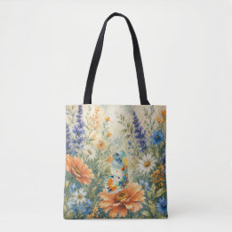 Sac fourre-tout jardin papillon parmi les fleurs s