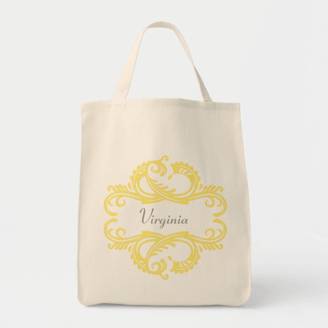 Sac fourre-tout jaune Chic Damask (Devant)