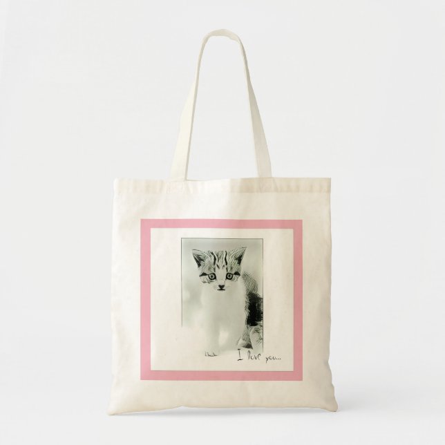Sac fourre-tout Je t'aime chaton (Devant)