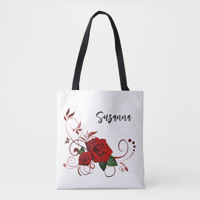Sac fourre-tout, joli classique fleur rose rouge b (Devant)