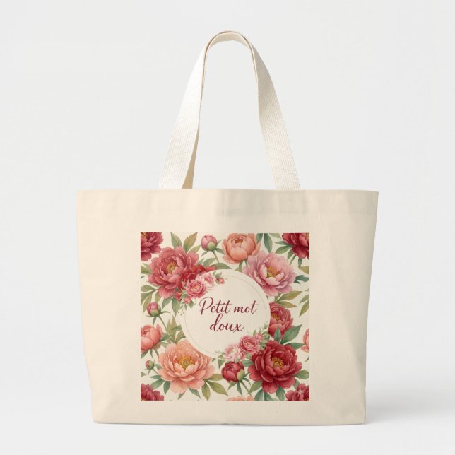 Sac fourre-tout jumbo floral pivoine – Grand forma (Devant)