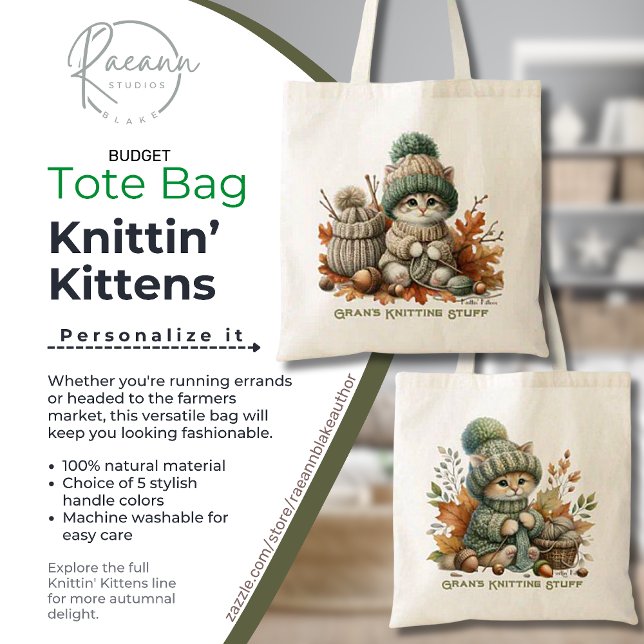 Sac fourre-tout Knittin' Kittens personnalisé (Créateur téléchargé)