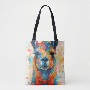 Sac fourre-tout lama aquarelle coloré