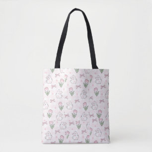 Sac fourre-tout lapin blanc / ruban rose Coquette
