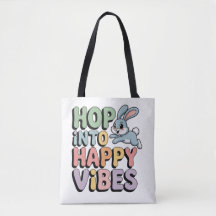 Sac fourre-tout lapin de Pâques Hop Into Happy Vib