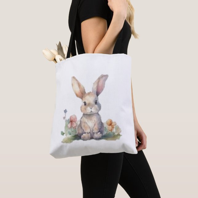 Sac fourre-tout, lapin floral mignon  (De près)