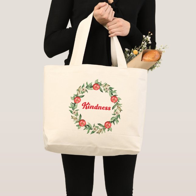 Sac fourre-tout large à fleurs roses et grenade Ki (Devant (produit))
