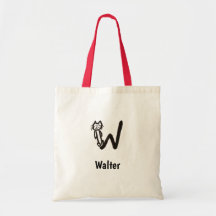 Sac fourre-tout - Lettre de chat W avec nom