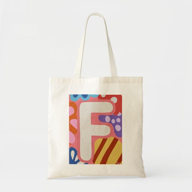 Sac fourre-tout lettre monogramme F décoration dop (Devant)