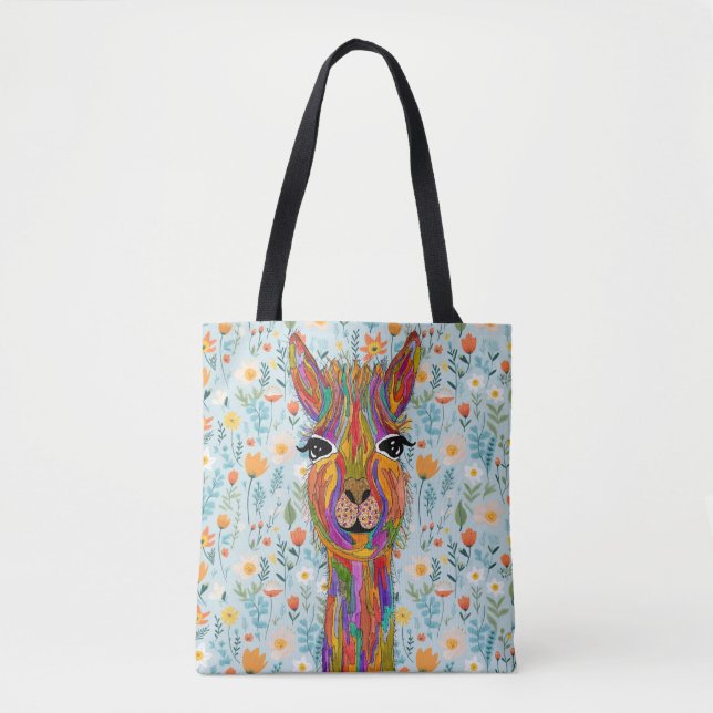 Sac fourre-tout Llama mignon et coloré (Devant)