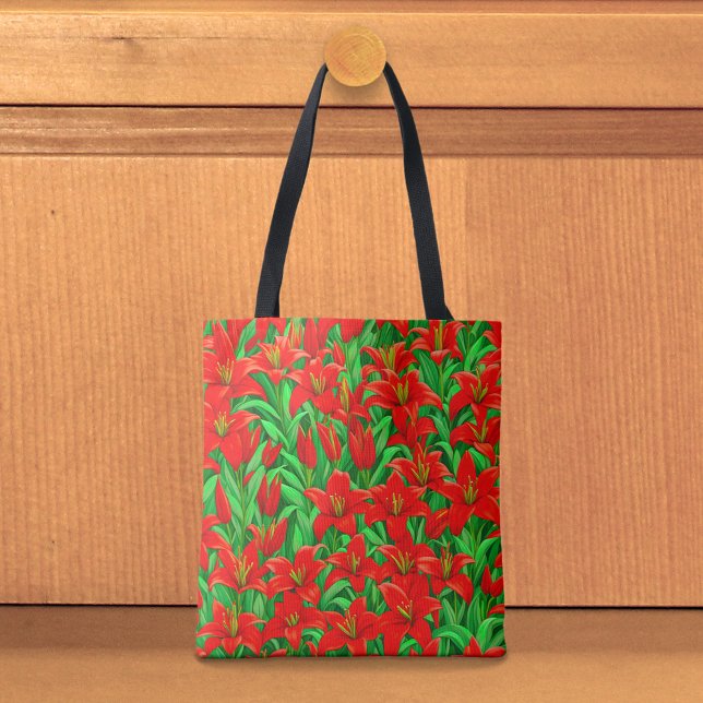 Sac fourre-tout Lys Rouges (Tote bag with red lilies)