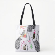 Sac fourre-tout Mahjong avec tuiles de chat
