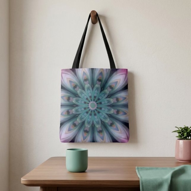Sac fourre-tout mandala de fleurs rose et vert (Créateur téléchargé)