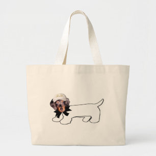 Sac fourre-tout manuscrit au chien de la jeune