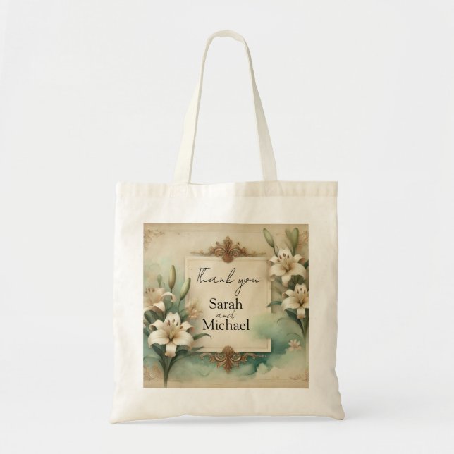 sac fourre-tout mariage lys vintage  (Devant)