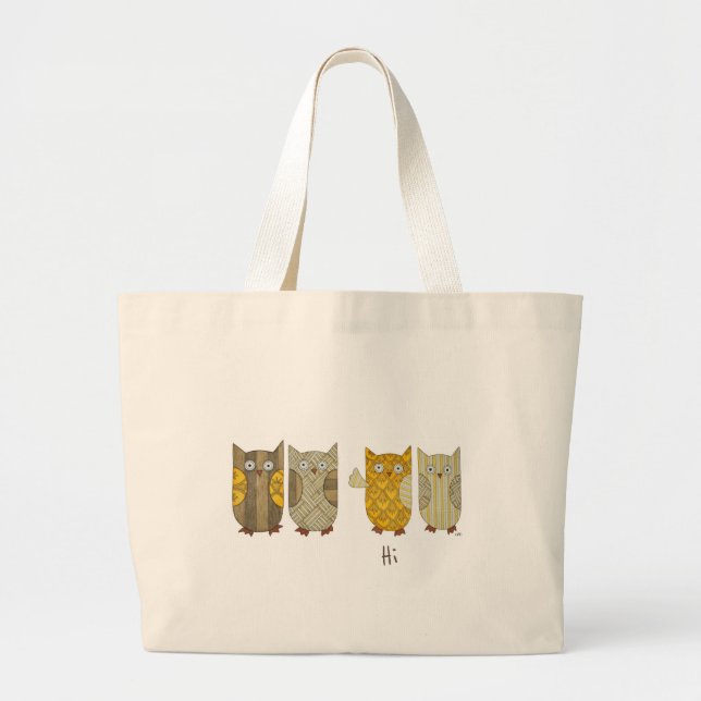 Sac fourre-tout mignon - 4 Chouettes d'or (Devant)