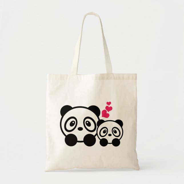 Sac fourre-tout mignon à 2 pandas (Devant)
