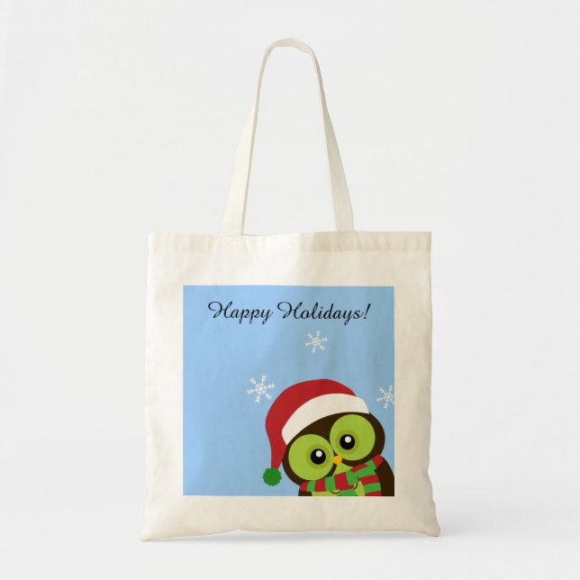 Sac fourre-tout mignon à hibou de Noël de vacances (Devant)