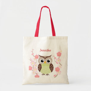 Sac fourre-tout mignon à hibou et à fleur d'Ume