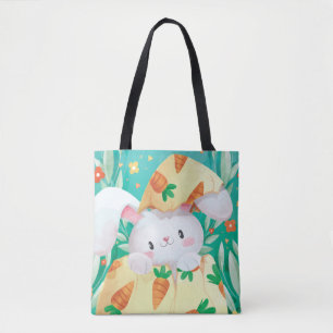 Sac fourre-tout mignon à l'aquarelle de lapin d