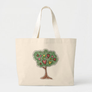Sac fourre-tout, mignon, arbre à cœur coloré