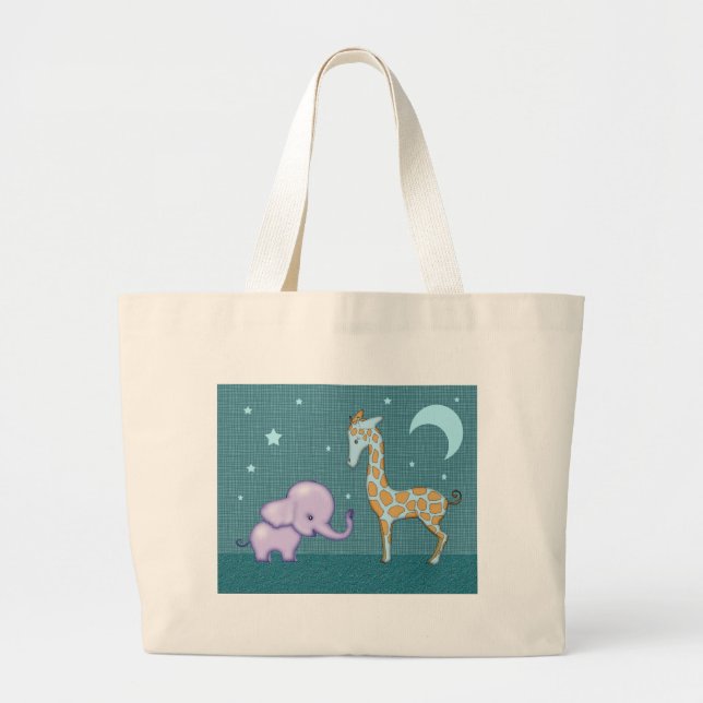 Sac fourre-tout mignon avec éléphant et girafe (Devant)