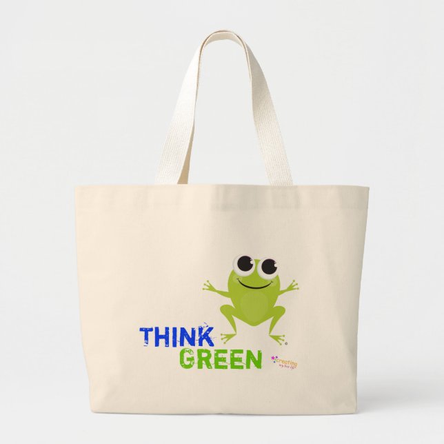 Sac fourre-tout mignon "pensez vert" de grenouille (Devant)
