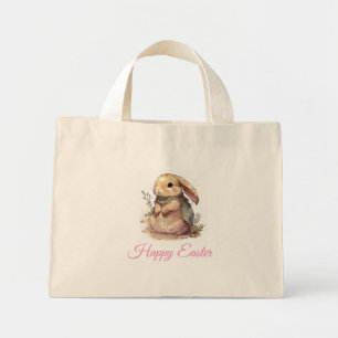 Sac fourre-tout mini Pâques lapin mignon aquarelle