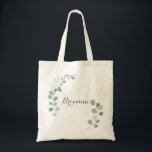 Sac fourre-tout minimaliste Eucalyptus Bridesmaid<br><div class="desc">Ce sac fourre-tout minimaliste à la végétation eucalyptus bridesmaid est le cadeau mariage parfait pour présenter vos demoiselles d'honneur et votre servante d'honneur pour un mariage rustique. Le design comprend des feuilles d'eucalyptus verts et élégants à l'aquarelle.</div>