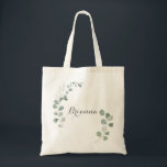 Sac fourre-tout minimaliste Eucalyptus Bridesmaid<br><div class="desc">Ce sac fourre-tout minimaliste à la végétation eucalyptus bridesmaid est le cadeau mariage parfait pour présenter vos demoiselles d'honneur et votre servante d'honneur pour un mariage rustique. Le design comprend des feuilles d'eucalyptus verts et élégants à l'aquarelle.</div>
