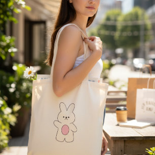 Sac fourre-tout minimaliste lapin bonjour mignon