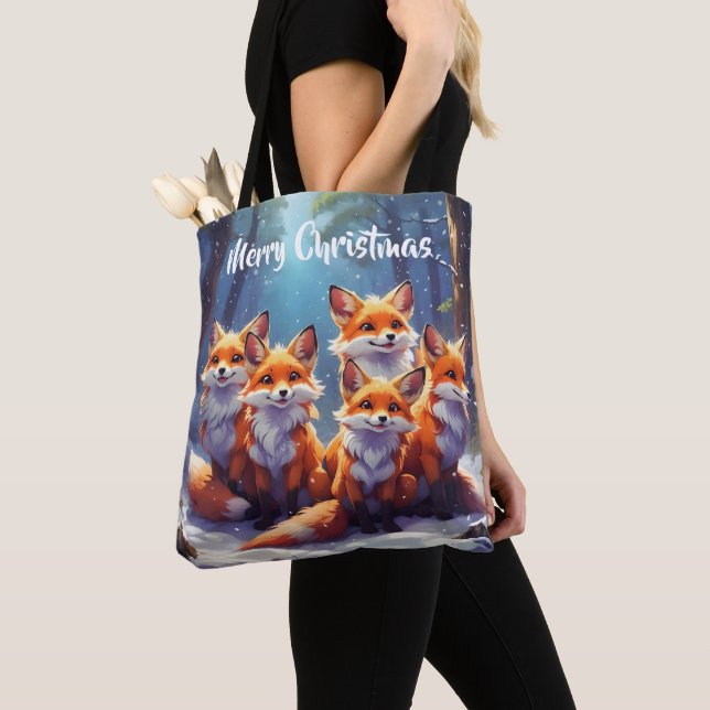 Sac fourre-tout modèle Renards mignons dans une fo (De près)