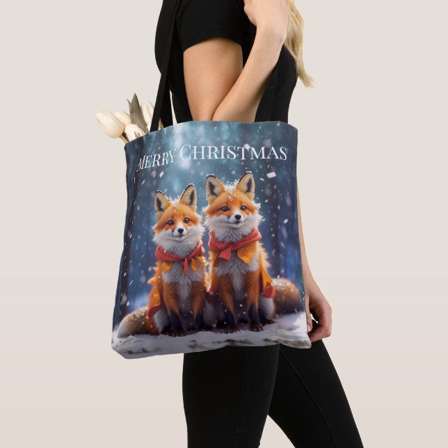 Sac fourre-tout modèle renards mignons dans une fo (De près)