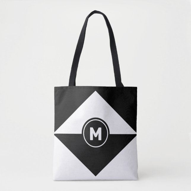 Sac fourre-tout moderne abstrait noir et blanc (Devant)