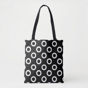 Sac fourre-tout moderne en cercles noirs et blancs