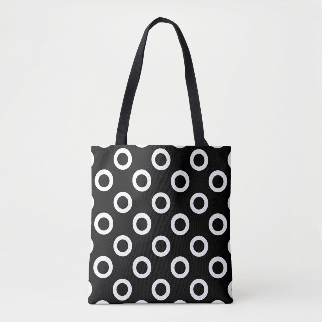 Sac fourre-tout moderne en cercles noirs et blancs (Devant)