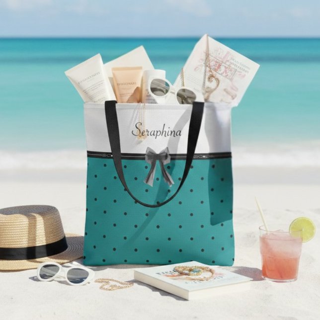Sac fourre-tout moderne luxe monogramme sarcelle (Elevate your beach day with a tote that defines modern sophistication)