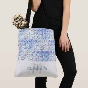 Sac fourre-tout monogrammé à pièces de puzzle mign