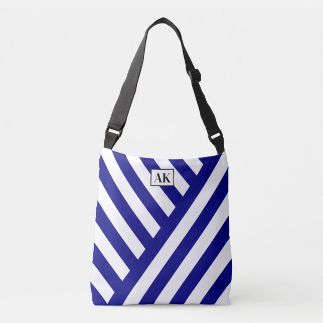 Sac fourre-tout Monogramme à rayures bleu et blanc (Devant)