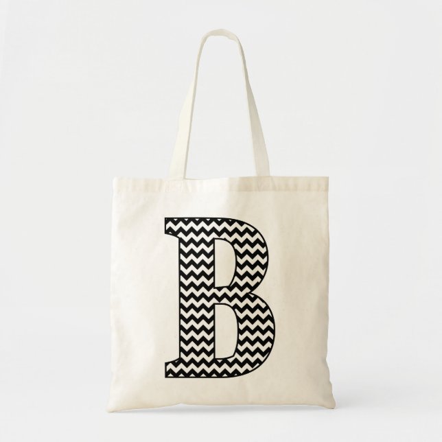 Sac fourre-tout Monogramme "B" de Chevron noir et  (Devant)