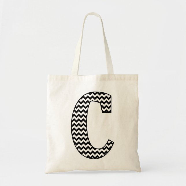 Sac fourre-tout Monogramme "C" de Chevron noir et  (Devant)