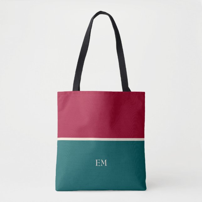 Sac fourre-tout Monogramme Chic Moderne Vin Rouge  (Devant)