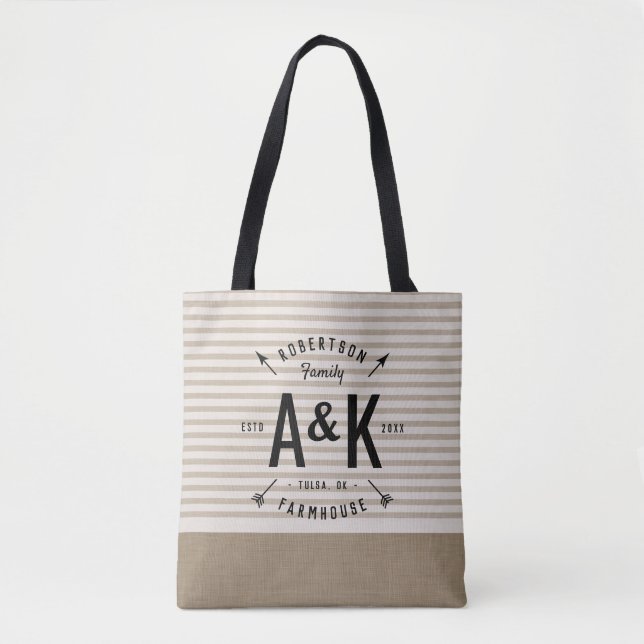 Sac fourre-tout monogramme de la famille Rustic Ar (Devant)