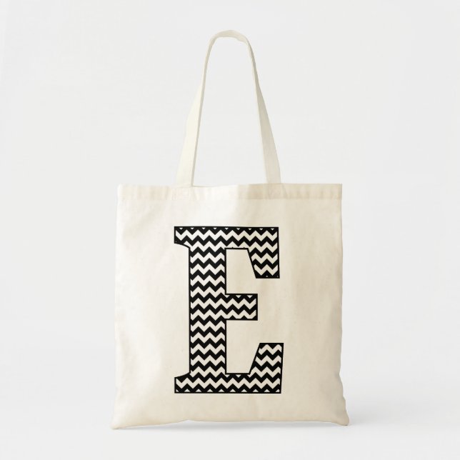 Sac fourre-tout Monogramme "E" de Chevron noir et  (Devant)
