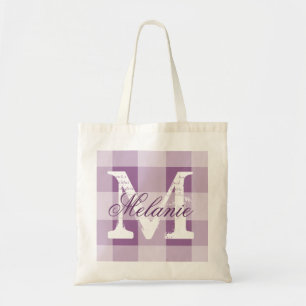 Sac fourre-tout monogramme en vichy prune personna