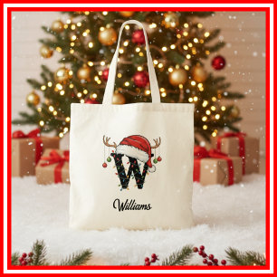Sac fourre-tout Monogramme Famille Noël Cerfs Chap