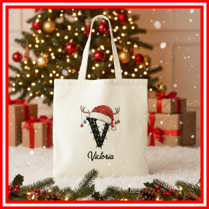 Sac fourre-tout Monogramme Famille Noël Cerfs Chap