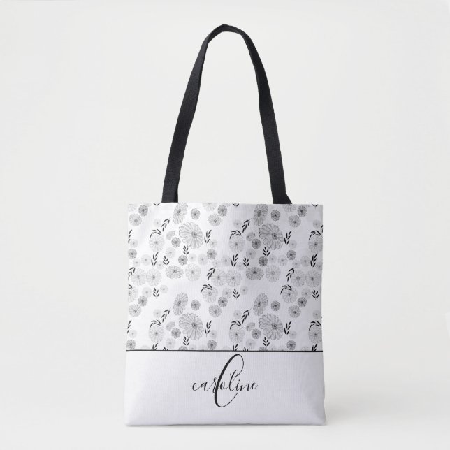 Sac fourre-tout Monogramme Fleur sauvage Doodles (Devant)