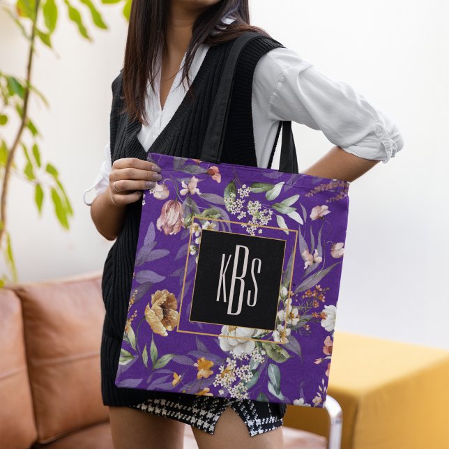 Sac fourre-tout Monogramme, Florales d'art fin Vio (Créateur téléchargé)