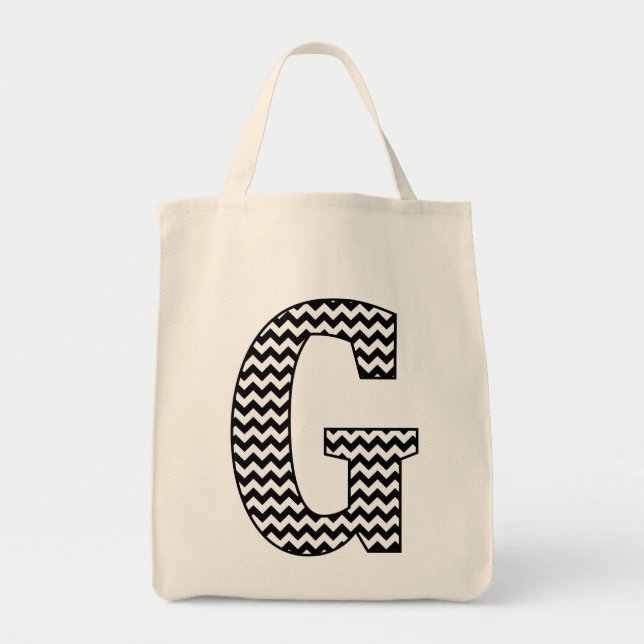 Sac fourre-tout Monogramme "G" en chevron noir et  (Devant)